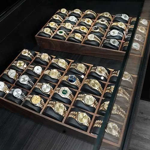Luxury watch collection in a case